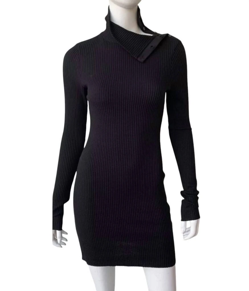 The Range Stark Jumbo Waffle Knit Turtleneck Dress In Black 2