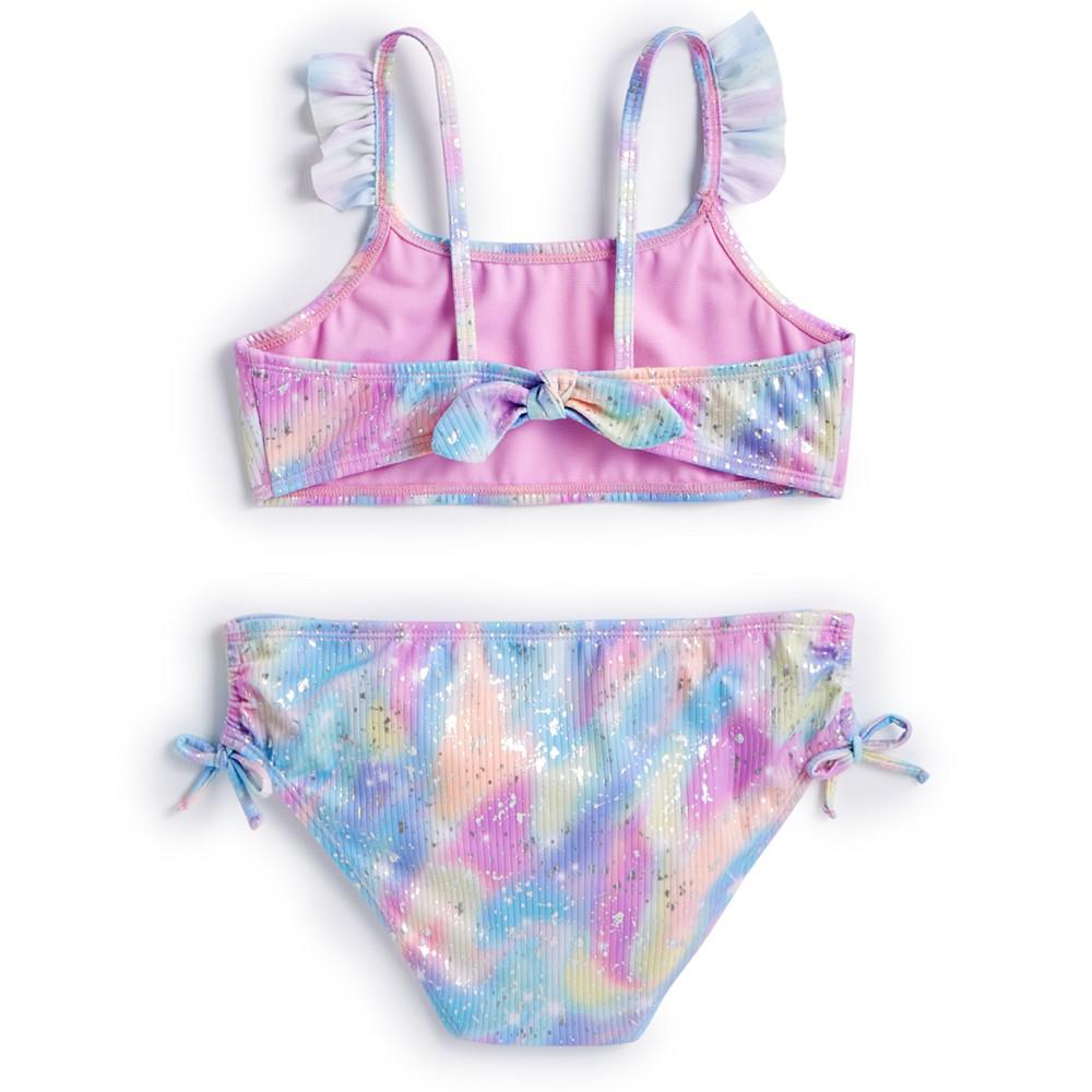 Breaking Waves Big Girls Tie-Dyed Textured Printed Swimsuit, 2 Piece Set