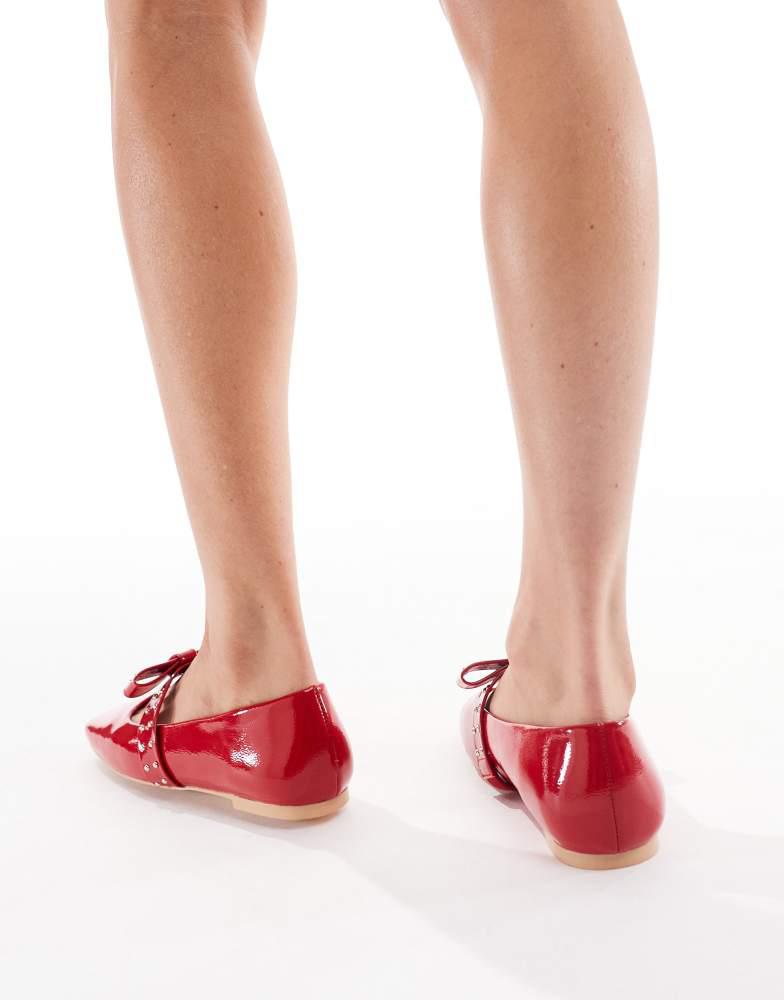 Glamorous Glamorous ballerina flats with bow detail in red
