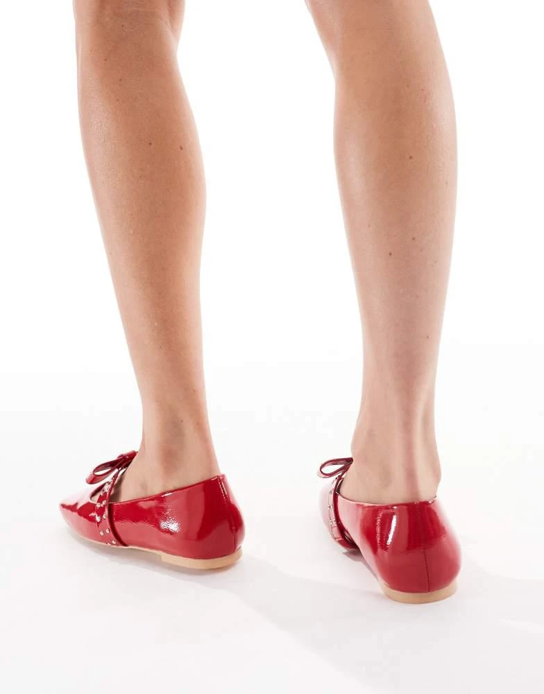 Glamorous Glamorous ballerina flats with bow detail in red 2