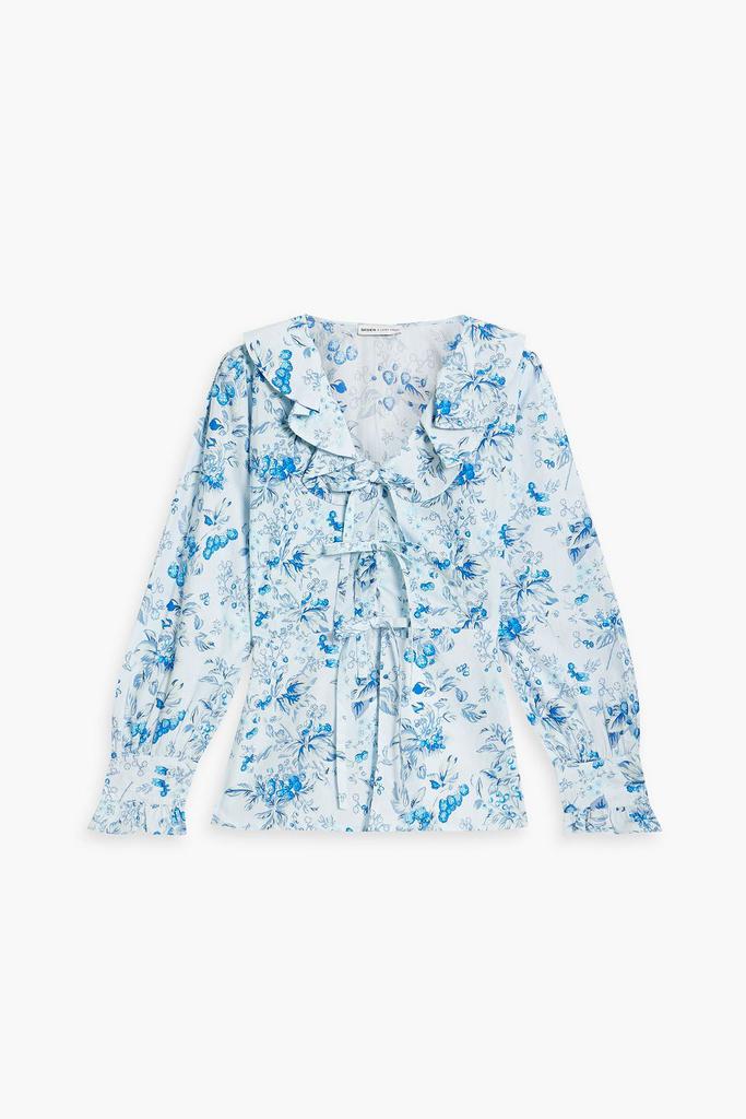 BATSHEVA Nia ruffled printed cotton-poplin top