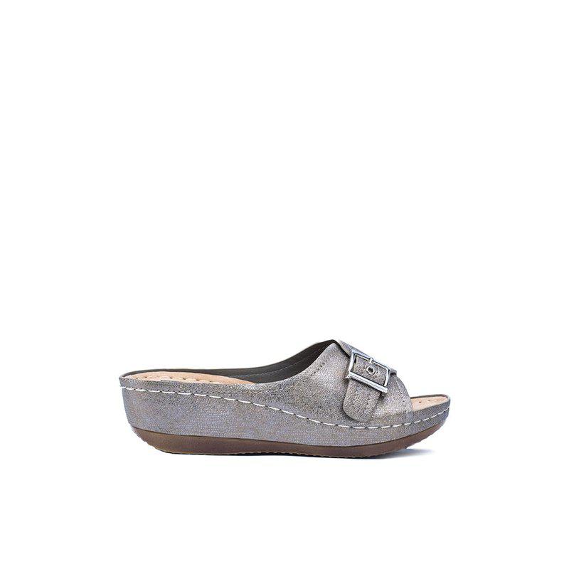 GC SHOES Justina Pewter Wedge Sandals