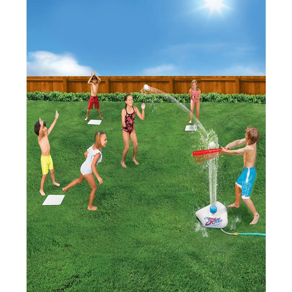 Banzai Splash Slam Baseball T-shirt Sprinkler Water Sports Game, Plastic Bat, 2 Plastic Balls, Home Plate Bases, Durable PVC Construction, Family Children Outdoor Water Toys, Backyard Batting Practice 6