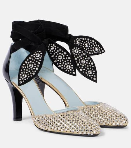 Valentino Foliefoliage 85 suede and leather pumps 1