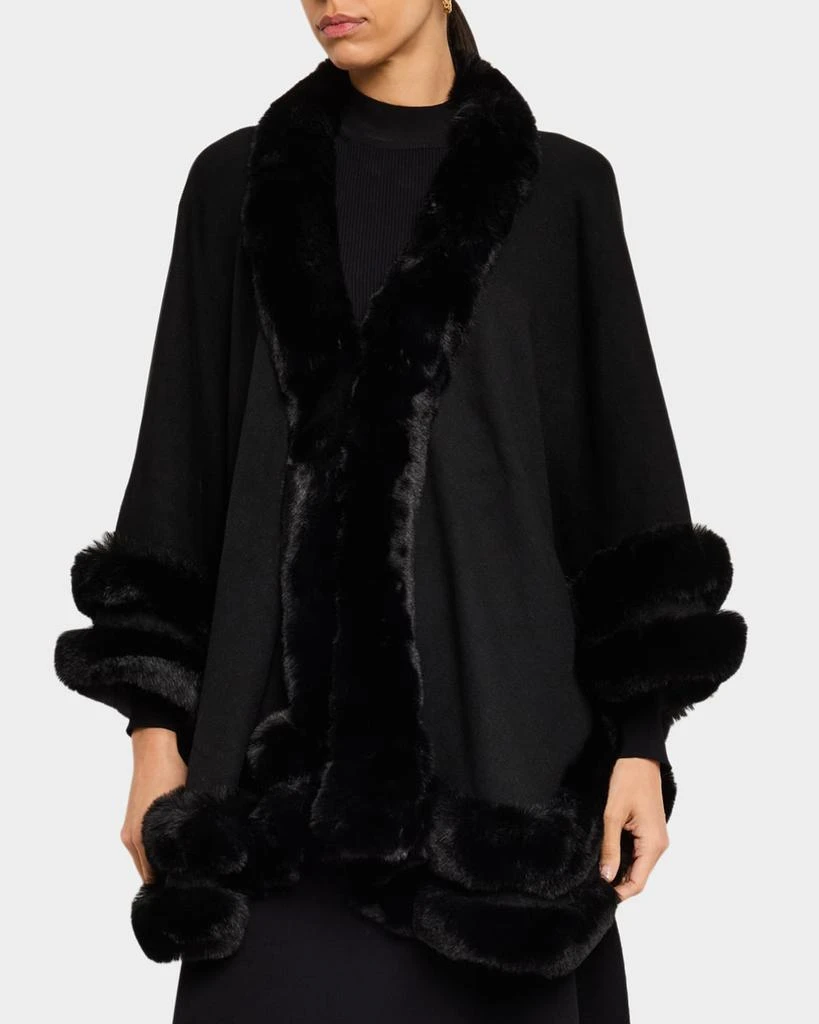 La Fiorentina Ruana Shawl W/ Faux Fur Trim 4
