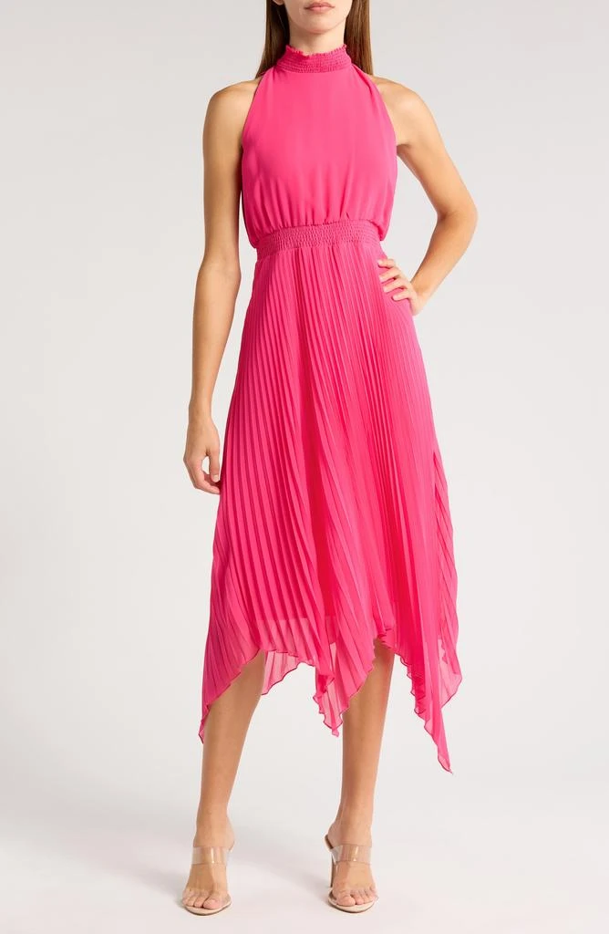 pink satin long dress Jasmine Halter Maxi Dress, in Light Luxe Satin, Size: XS | Show Me Your Mumu womens-shoes:Dress Penny Flower details on straps Color:Brown Pinstripe Prom Dresses near Edison,
