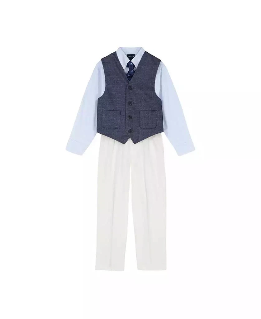 Nautica Toddler and Little Boys Textured Printed Knit Duo Vest Set with Tie 2