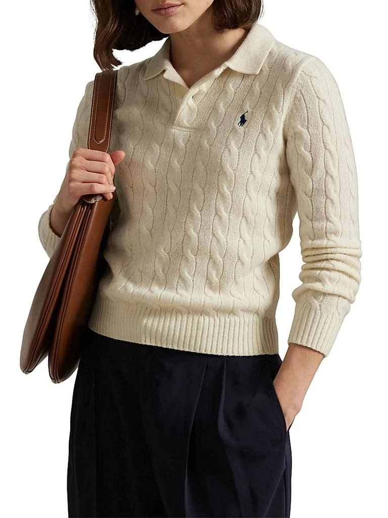 Ralph Lauren Cable-Knit Wool-Cashmere Polo Sweater 3
