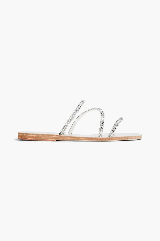 ANCIENT GREEK SANDALS Polytimi crystal-embellished metallic leather sandals 1