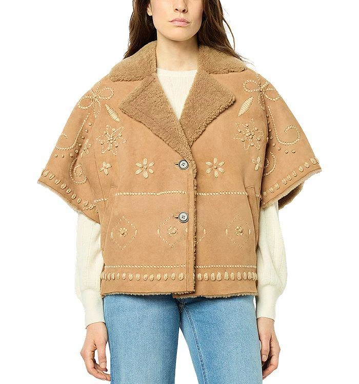 Gerard Darel Lysianna Embroidered Shearling Coat 1