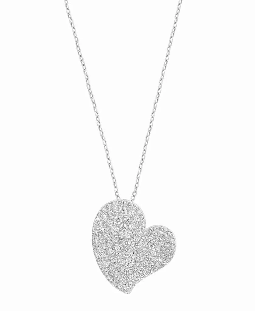 Effy EFFY® Diamond Pavé Heart 18" Pendant Necklace (1-3/8 ct. t.w.) in 14k White Gold 3