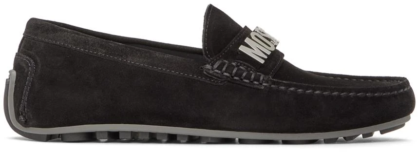 Moschino Black Lettering Logo Driver Loafers 1