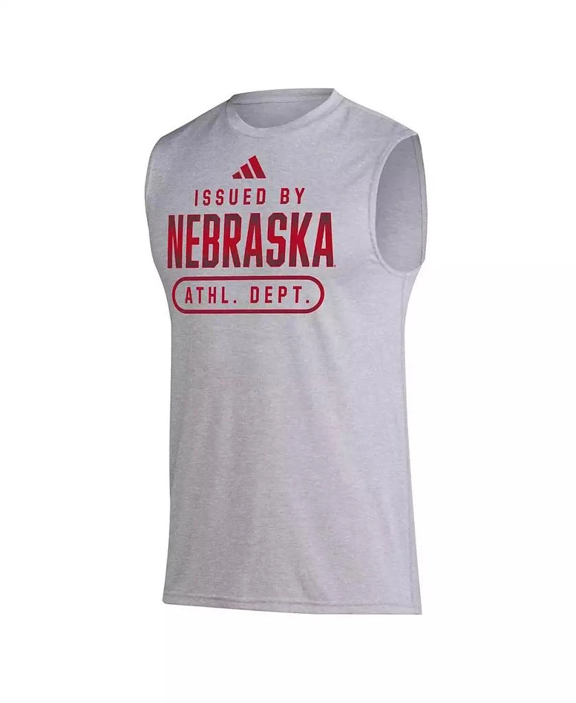 Adidas Men's Heather Gray Nebraska Huskers Sideline AEROREADY Pregame Tank Top 3
