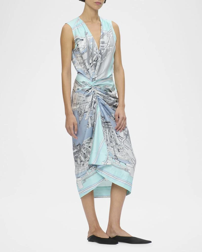 CALLAS Milano Agnes Landmark-Print Silk Twill Midi Dress 2