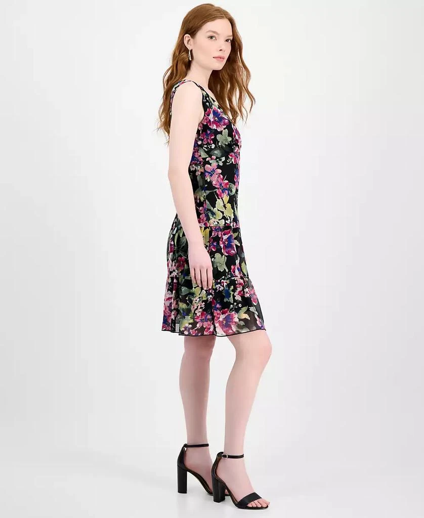 Connected Women's Floral Chiffon Tiered Sheath Dress 2