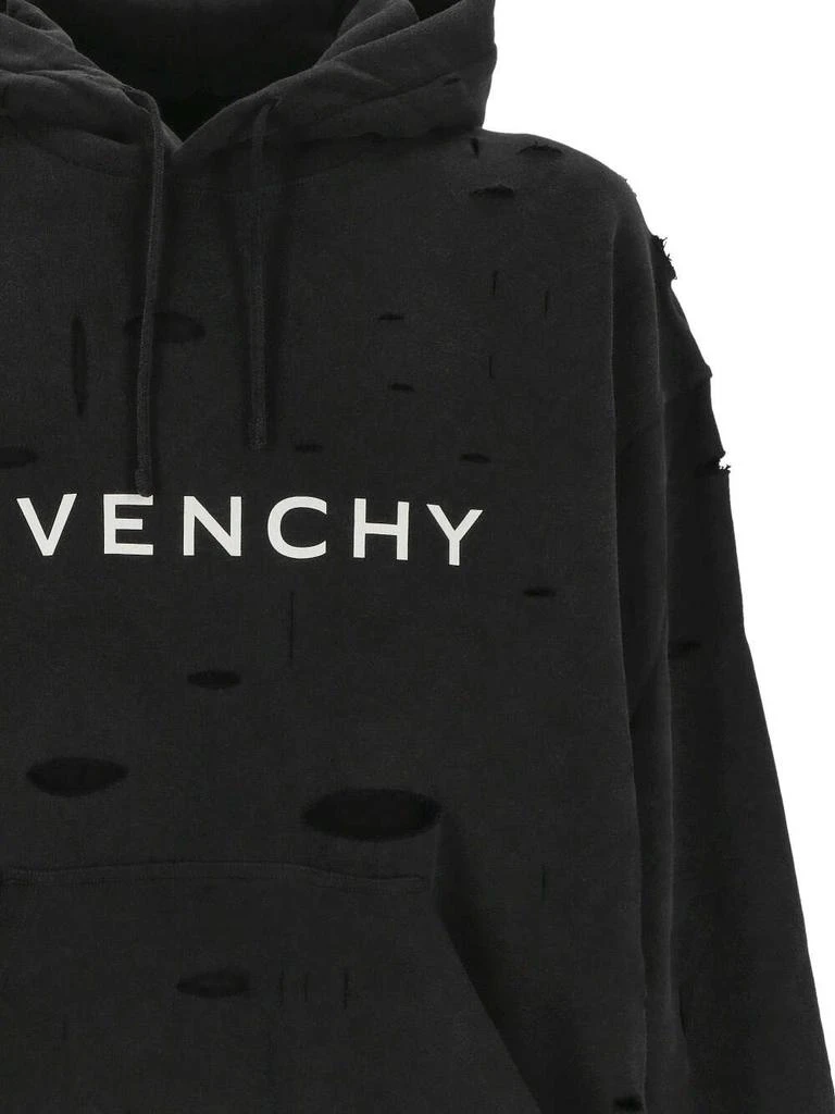 Givenchy Givenchy Distressed-Effect Logo Printed Hoodie 3