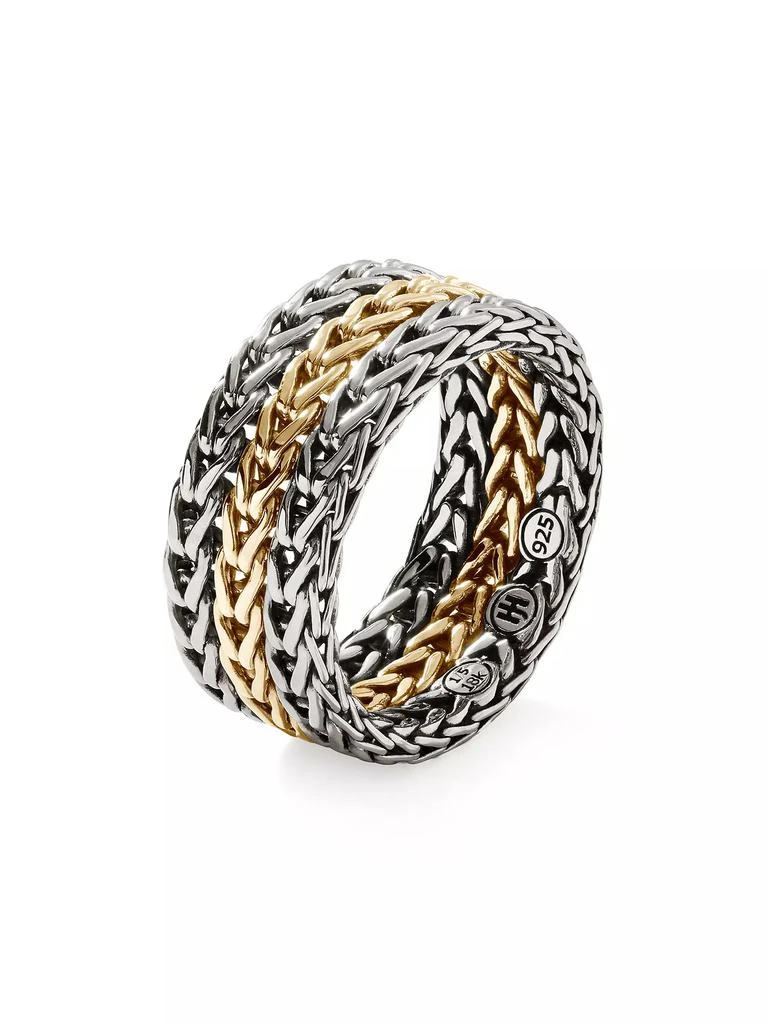 John Hardy Classic Chain Sterling Silver & 18K Yellow Gold Ring 4
