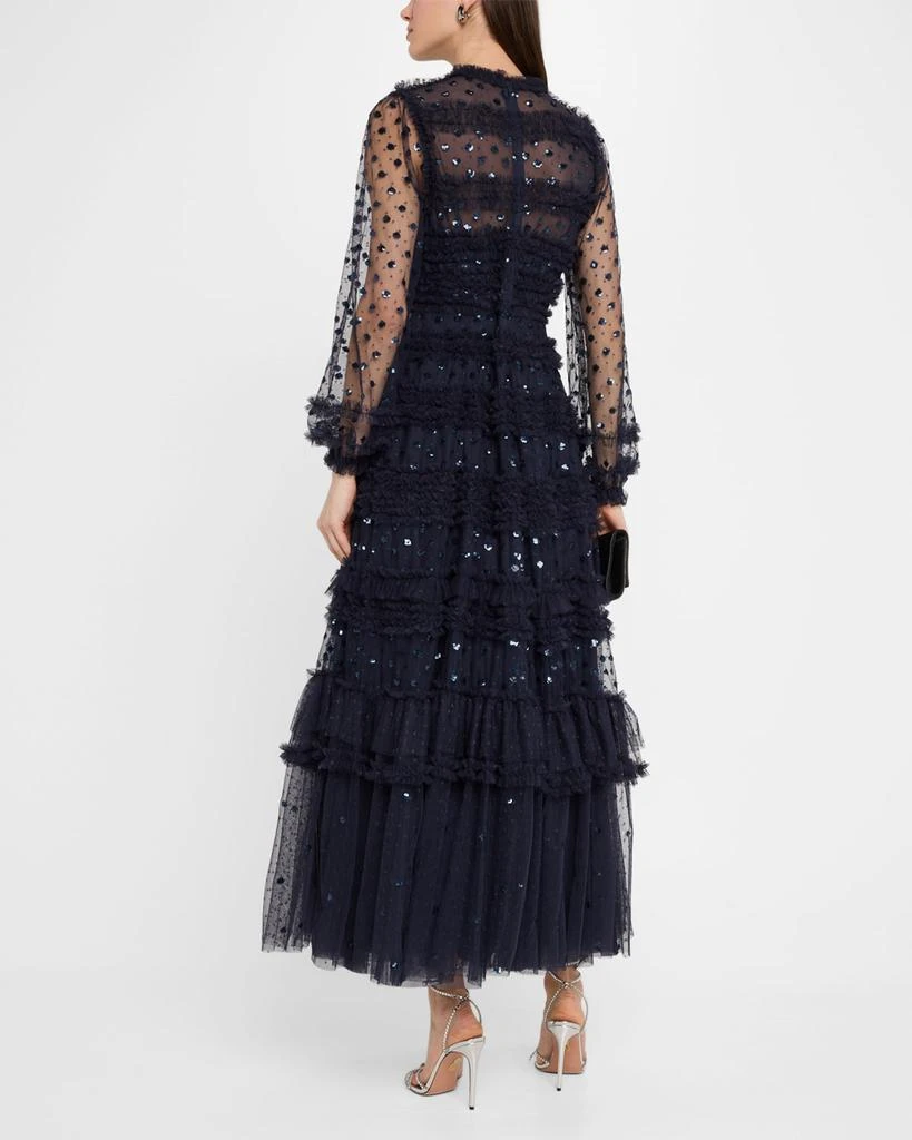 Needle & Thread Vivian Tiered Ruffle-Trim Sequin Ankle Gown 3