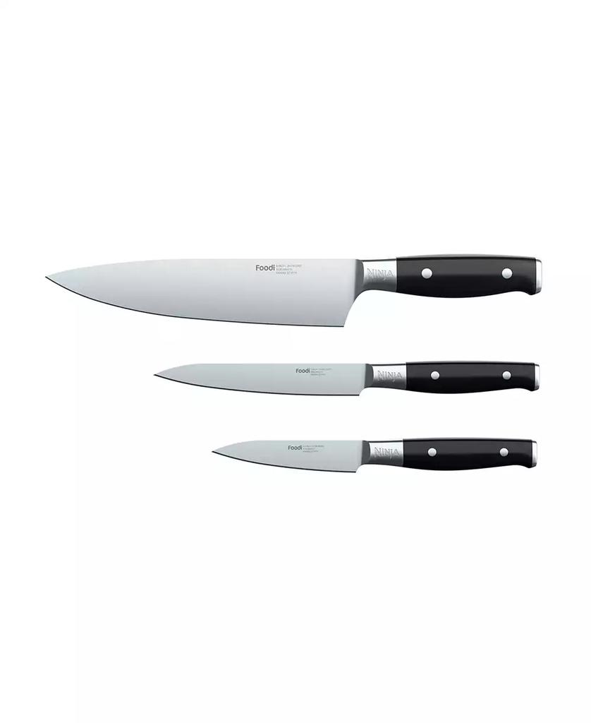 Ninja Foodi NeverDull German Stainless Steel Premium System 3-Piece Chef Knife, Utility Knife Paring Knife Set