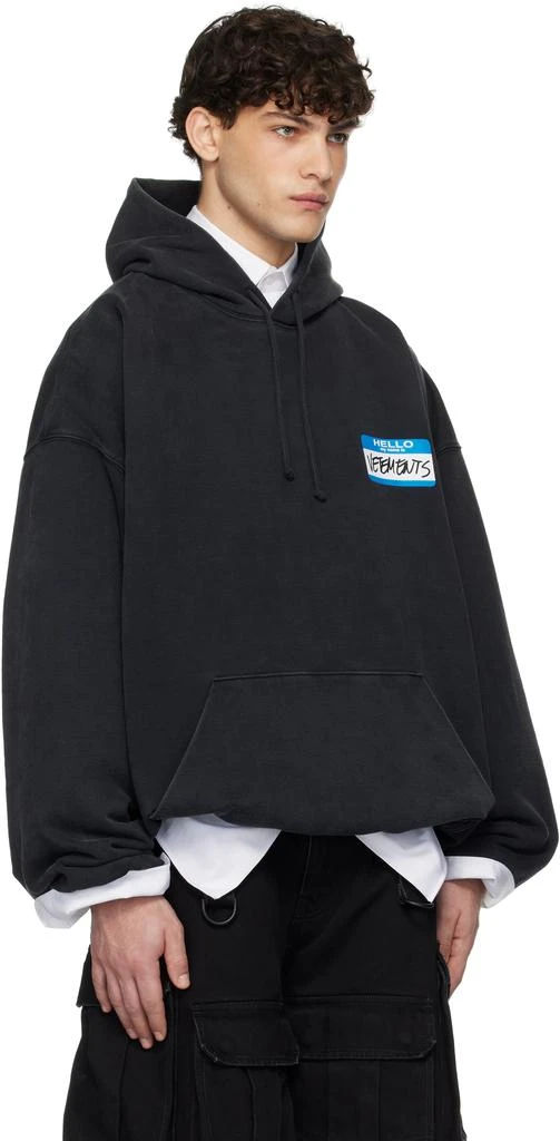 Vetements Black 'My Name' Sticker Cropped Boxy Hoodie 2