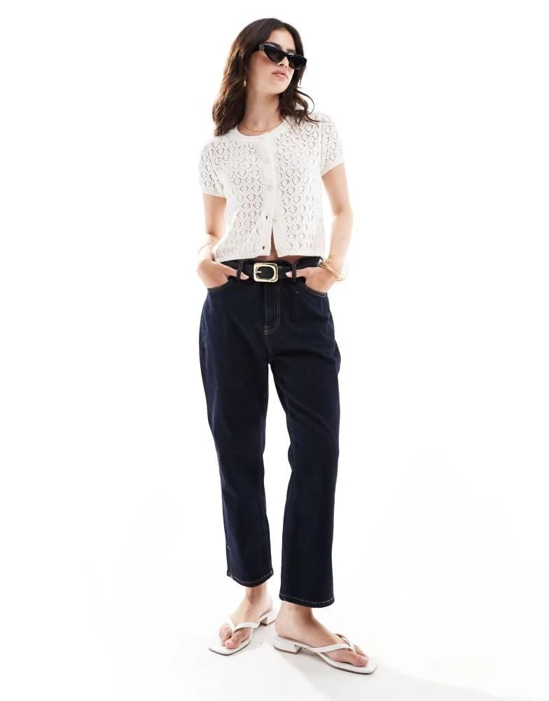 ASOS ASOS DESIGN knitted short sleeve cardigan in stitch detail in cream 2