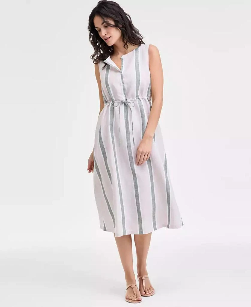 Charter Club Women's 100% Linen Striped Midi Dress, Exclusively at Macy's 1