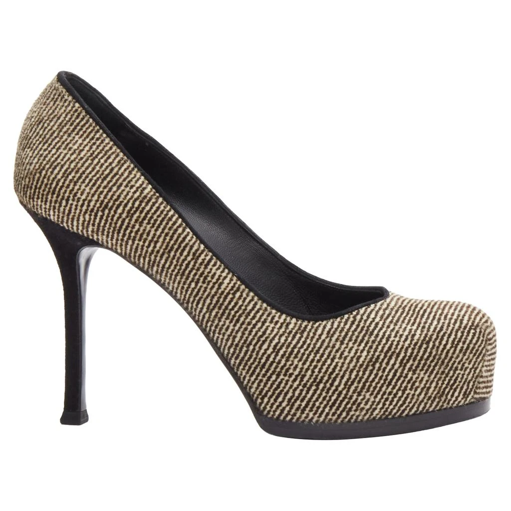 Yves Saint Laurent Tribtoo wool tweed platform heel pump 1