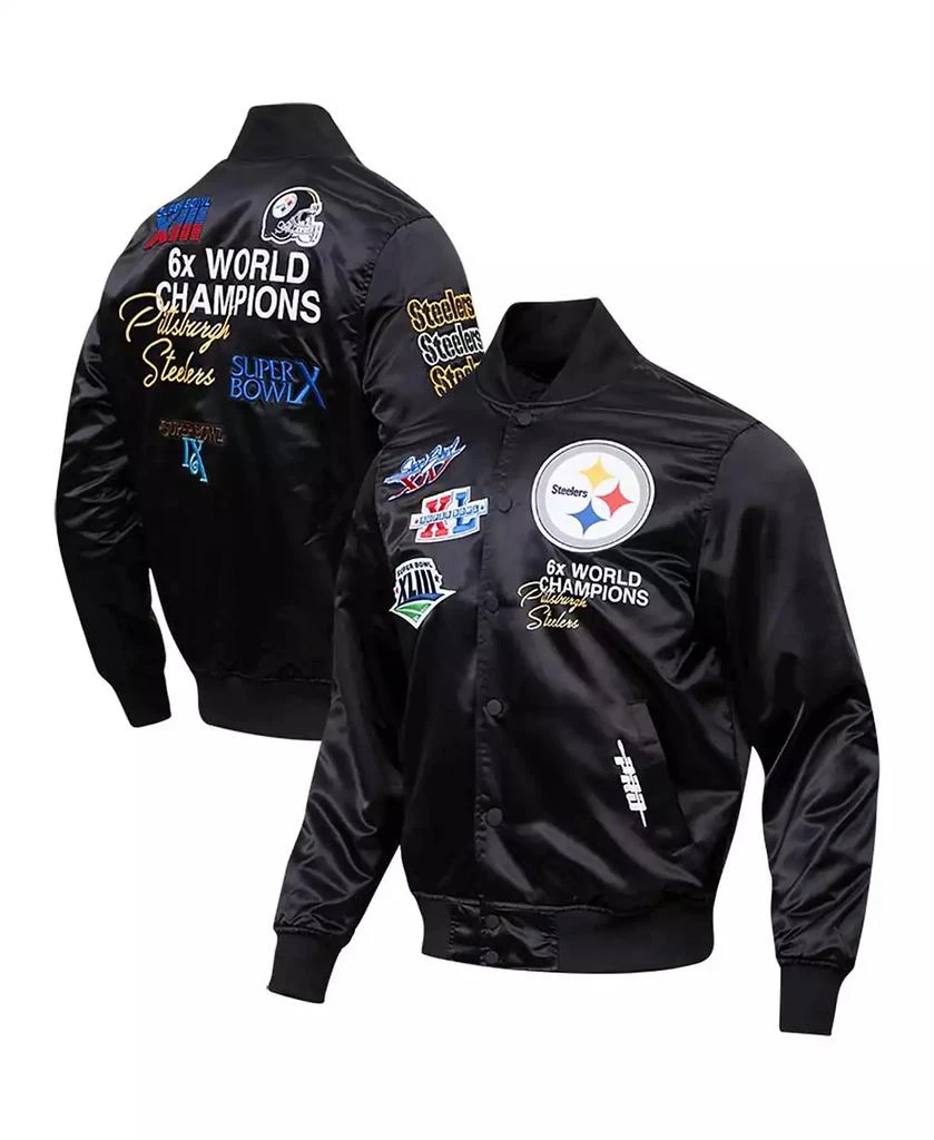 Pro Standard Men's Black Pittsburgh Steelers Championship Satin Full-Snap Varsity Jacket 1