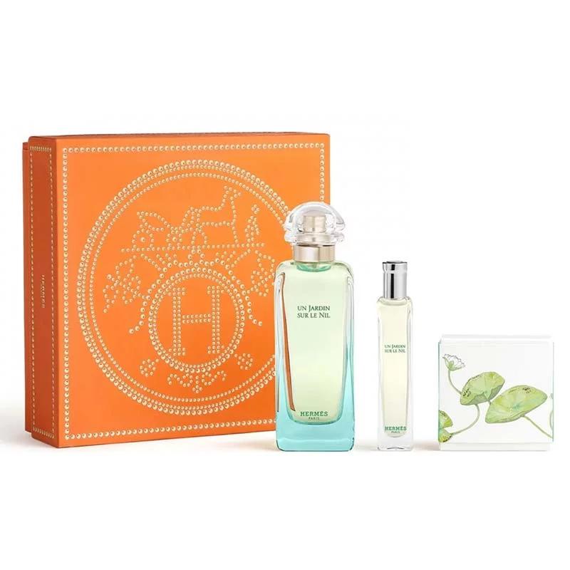 Hermes Hermes Un Jardin Sue le Nil 100ml EDT Spray / 15ml EDT Spray / 50g Perfumed Soap