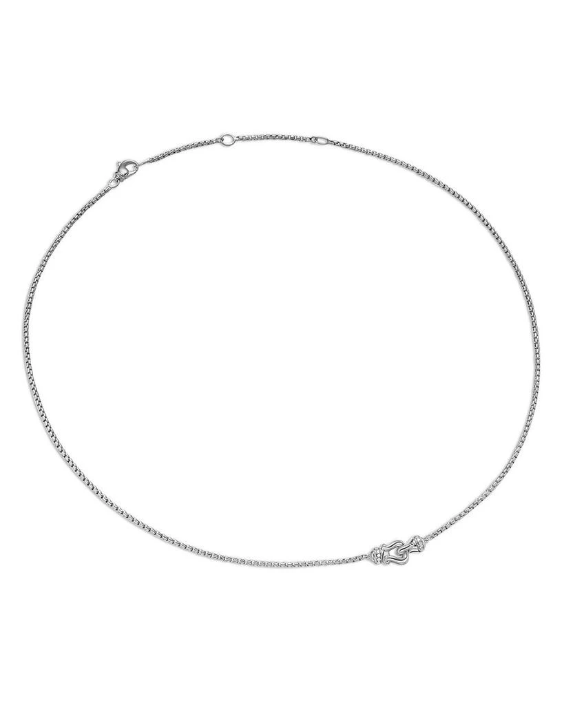 David Yurman Petite Buckle Necklace in Sterling Silver with Diamonds, 16.2mm 3