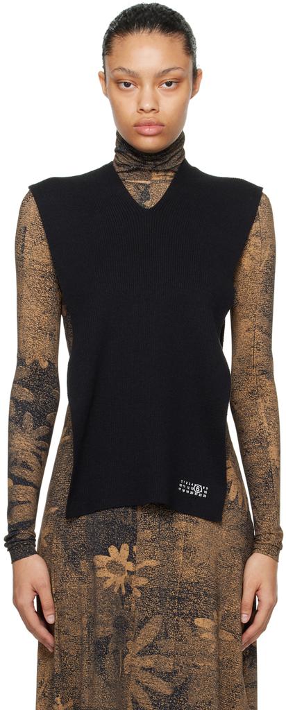 MM6 Maison Margiela Black Gauge 12 Flat Transformable Scarf