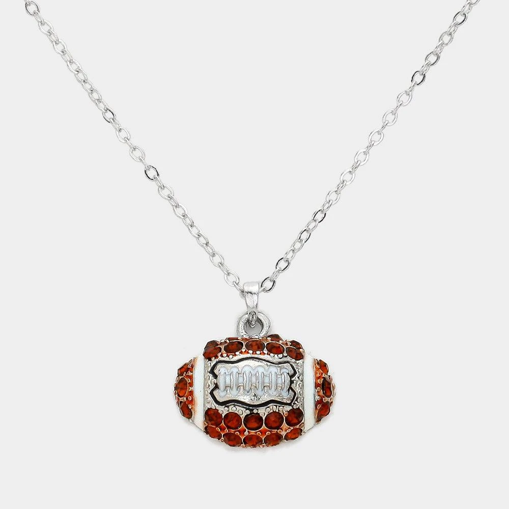 FASHNZFAB Crystal Football Pendant Necklace