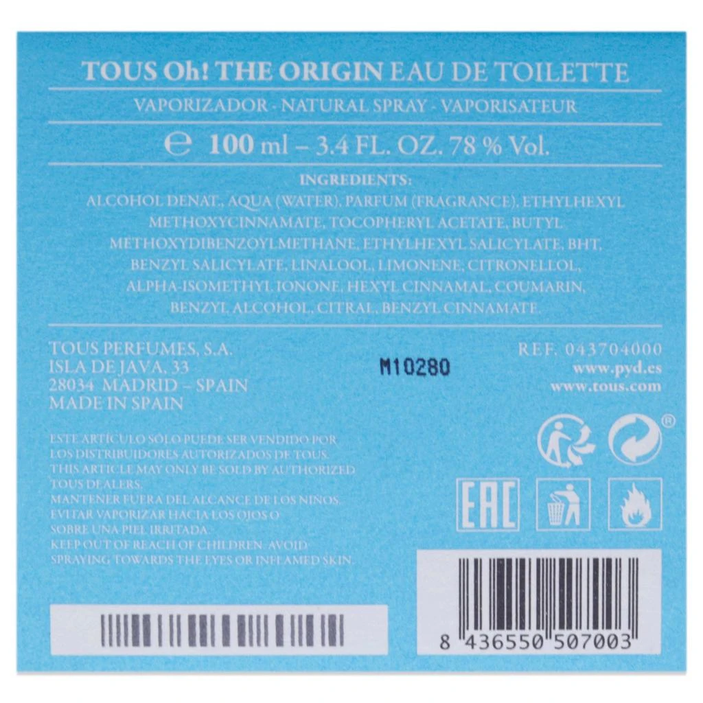 TOUS Oh The Origin by  for Women - 3.4 oz EDT Spray 6