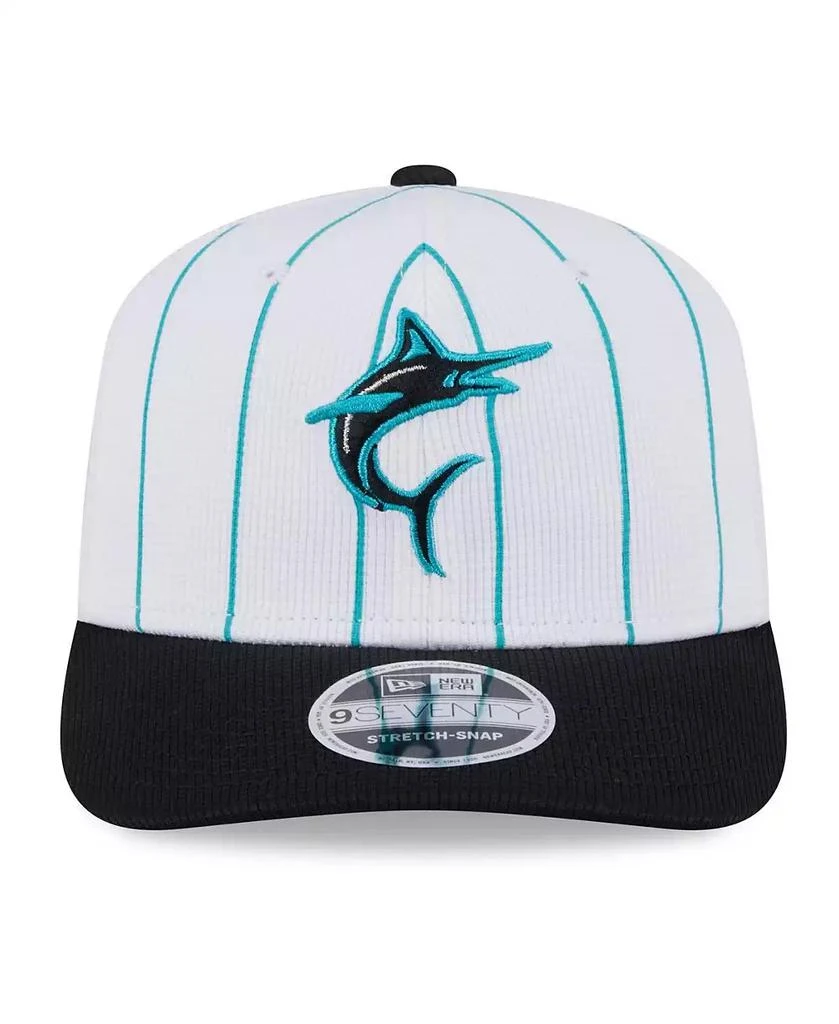 New Era Men's White/Black Miami Marlins 2025 Batting Practice 9SEVENTY Stretch-Snap Trucker Hat 5
