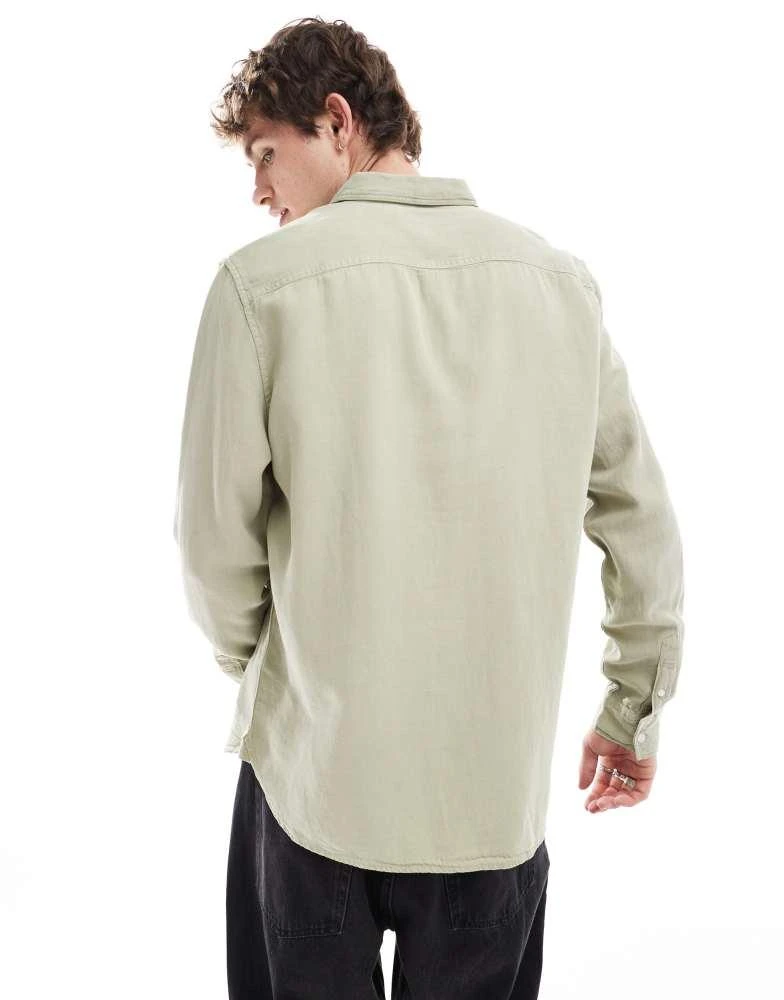 ALL SAINTS AllSaints Laguna long sleeve linen shirt in green 2
