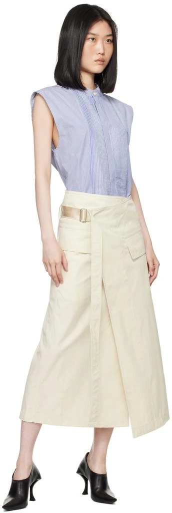 Helmut Lang Blue & White Sleeveless Tuxedo Shirt 4