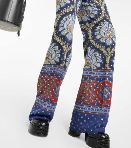 ETRO Paisley silk-blend wide-leg pants 5