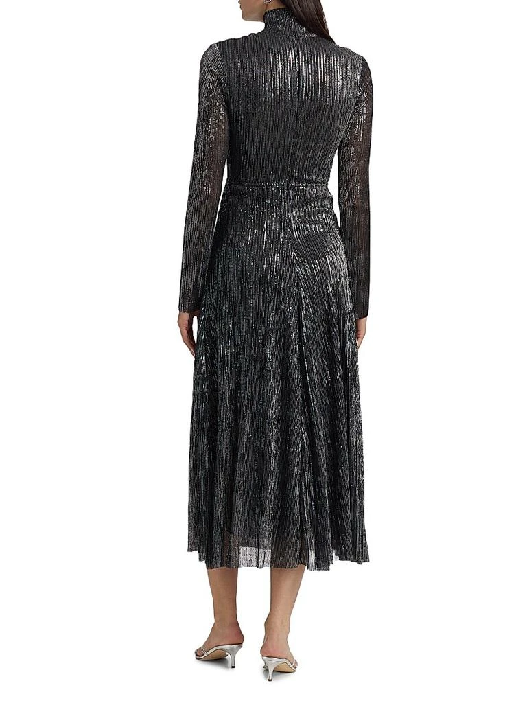 Sabina Musáyev Nalani Metallic Pleated Cut Out Midi-Dress 5
