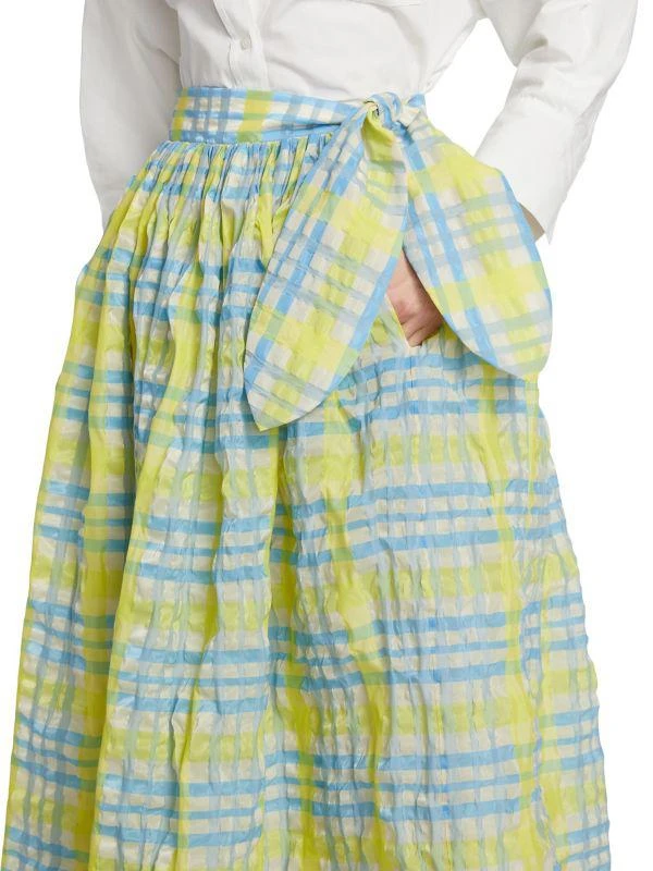 Rosie Assoulin Plaid Cotton-Blend Midi-Skirt 4