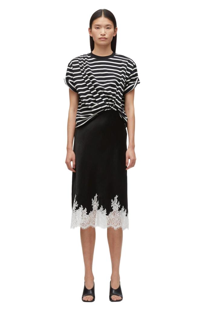 3.1 Phillip Lim Striped Draped T-Shirt Slip Combo Dress In Black Multi Stripe