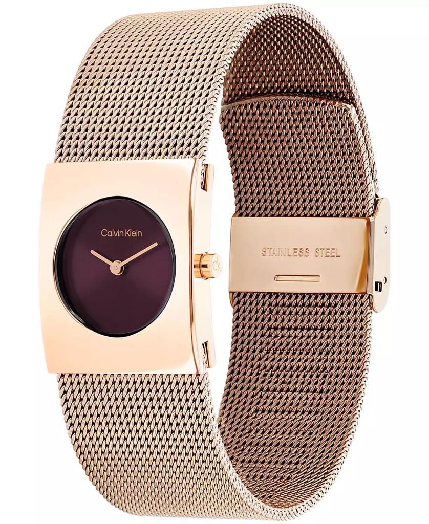 Calvin Klein Women’s Rose Gold Tone Stainless Steel Mesh Bracelet Watch, 21.5mm