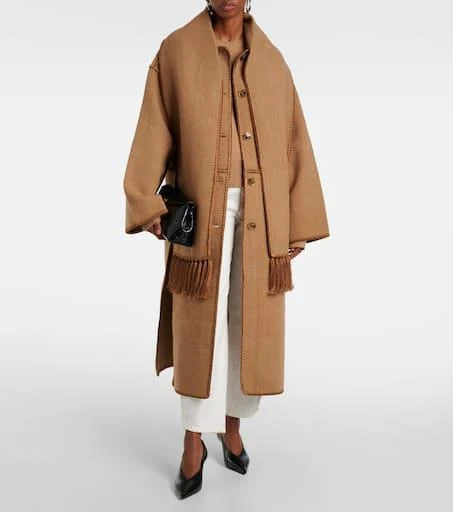 Totême Embroidered wool-blend scarf coat 2