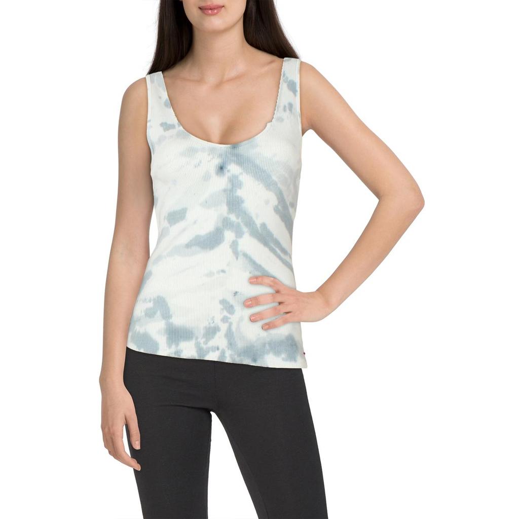 n:philanthropy Sky Bourbon Womens V-Neck Frayed Hem Tank Top