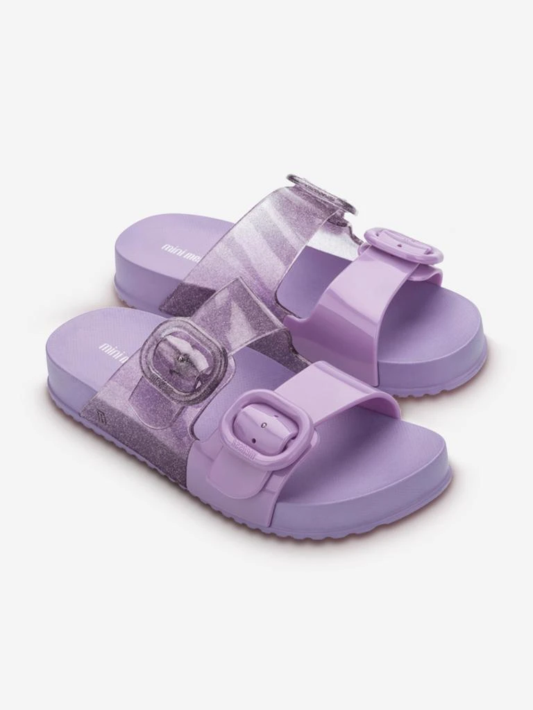 Mini Melissa Girls Cozy Glitter Sliders in Purple 2