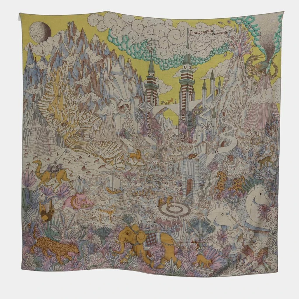 Hermes Hermes Naturel/Jaune/Rose Cashmere, Silk Cosmographia Universalis Cashmere 140 Shawl 1
