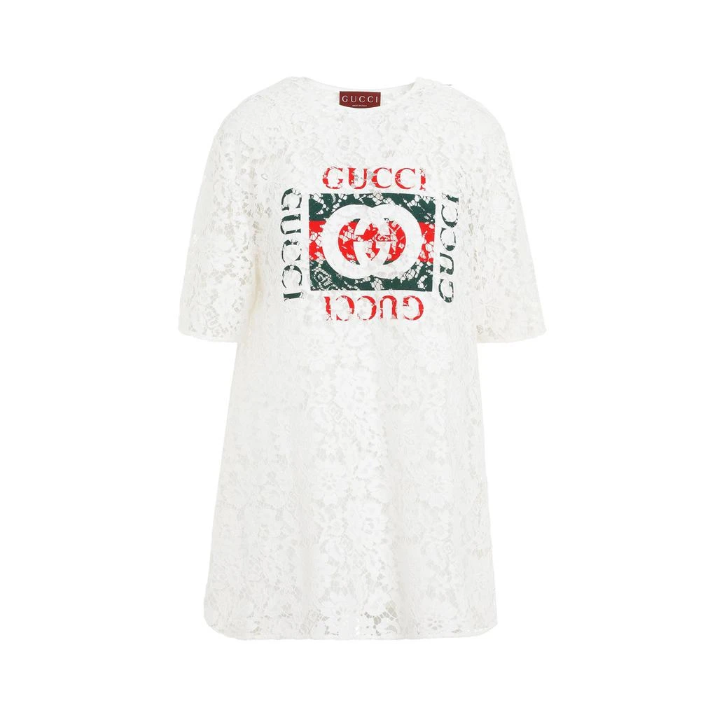 Gucci Gucci Logo Printed Laced T-Shirt 1