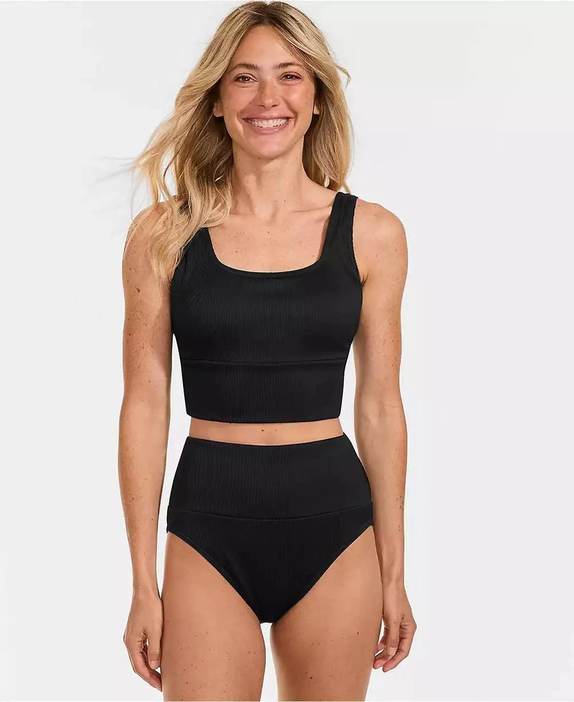 Lands
 End Women
s Tugless Ribbed Midkini and High Waisted Bottom Swimsuit Set