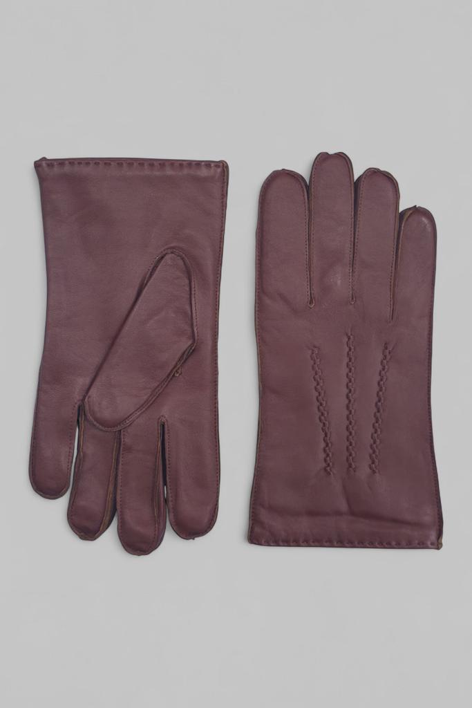 Infinity Leather Men’s Chestnut Brown Italian Leather Warm Wool Lining Winter Stich Design Riding Driving Casual Gloves