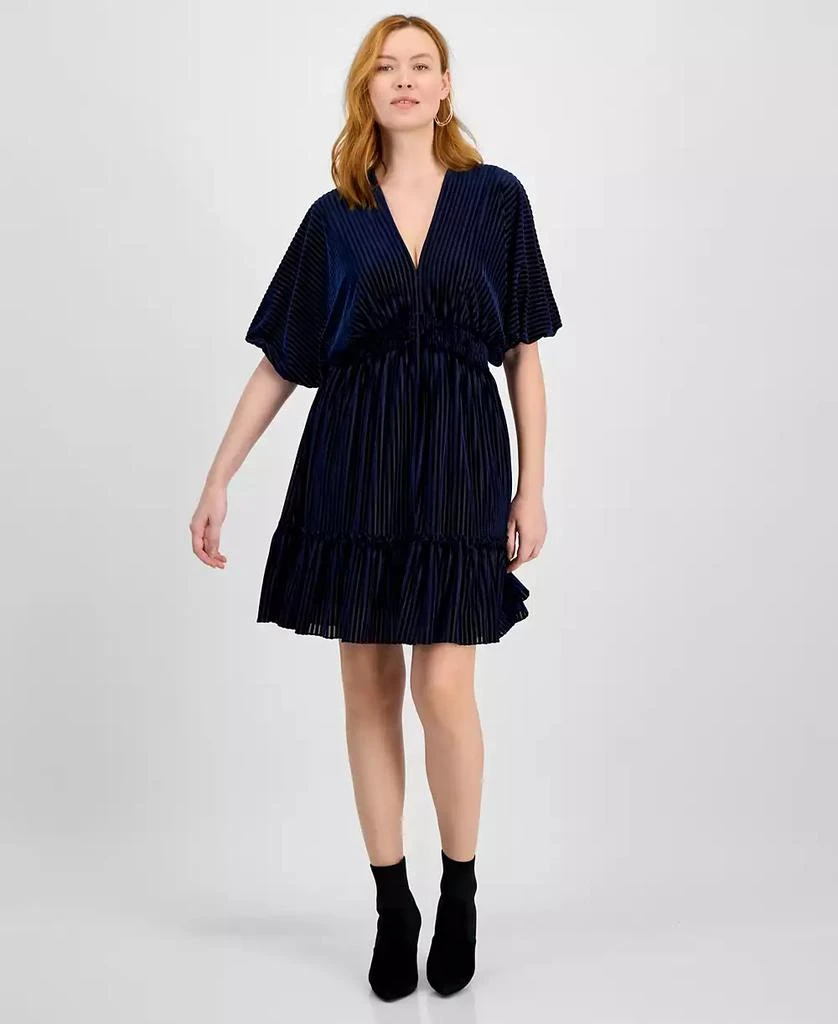 Taylor Women's Velvet Burnout Smocked Fit & Flare Dress 2