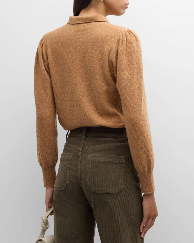 FRAME Scalloped Cashmere Polo Sweater 6